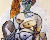 巴勃罗毕加索 - 戴土耳其帽子的裸女